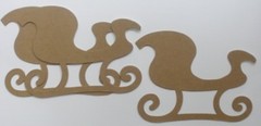 (3) SLEIGH – Vintage Christmas Bare Chipboard Die Cuts – 3 3/4″ x 5 1/8″ inch