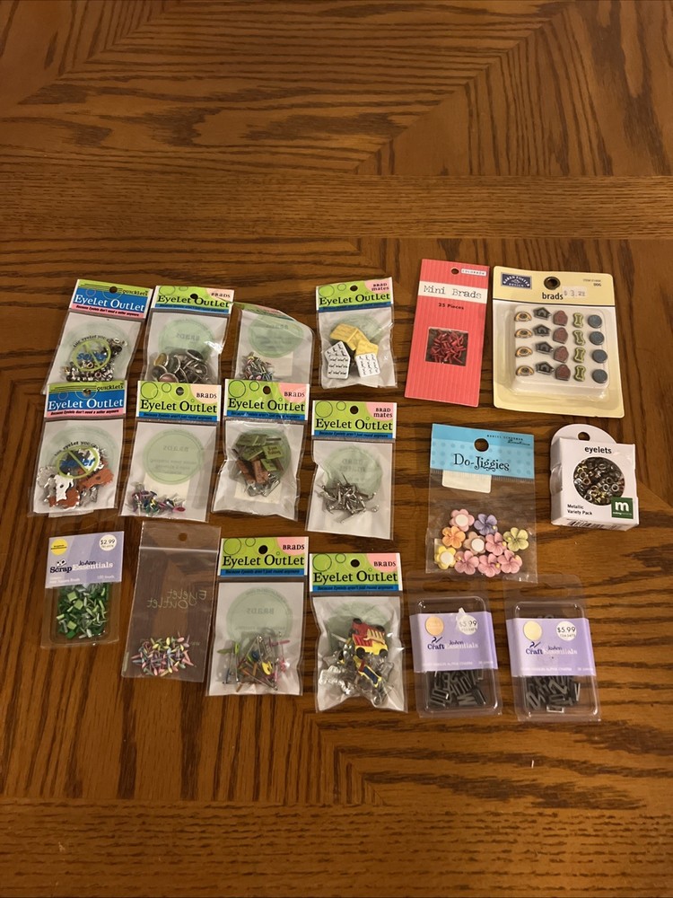 Scrapbooking Craft Embellishment Lot Eyelet Outlet Brads, Metal Words, Etc.