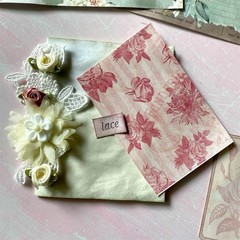 20pc Shabby Chic Junk Journal Making Kit, Handmade Ephemera, Cards, Lace Pockets
