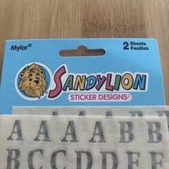 Vtg SandyLion StarTwist Alphabet Stickers Silver Mylar Swirl Letter Y2K Whimsy