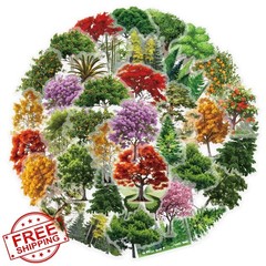 Qaxrocyn Aesthetic Tree Polyester Stickers 50pc