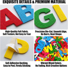 100Pcs 3Cm/1.2 Inch Coloful Felt Letters Stickers Self-Adhesive A-Z Alphabet Let