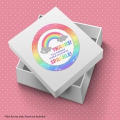 Rainbow Sparkle Party Thank You Sticker Labels, 40 2″ Party Circle Stickers b…