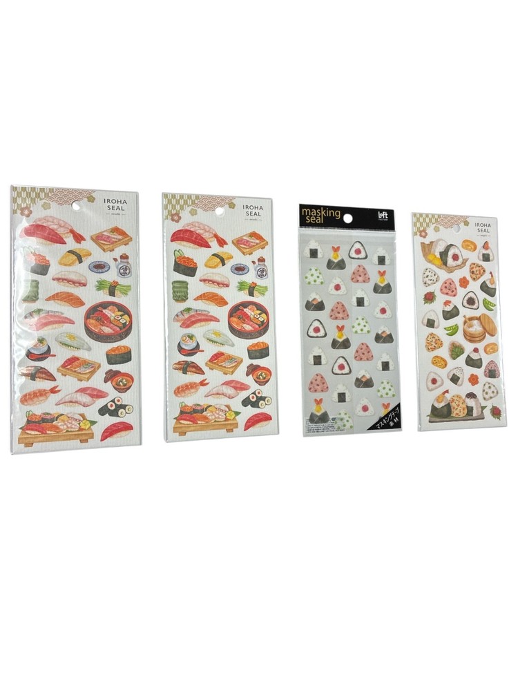 Japanese Food Stickers Set Sushi Onigiri Kawaii Planner Scrapbook 4pcs