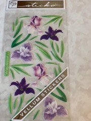 STICKO CLASSIC STICKERS PURPLE IRIS FLOWERS IRIS LAVENDER PURPLE IRIS 26PCS