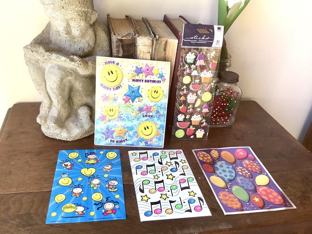 Lot of Vintage Birthday Party Sticker Sheets Loose Complete Unique AGC Hallmark