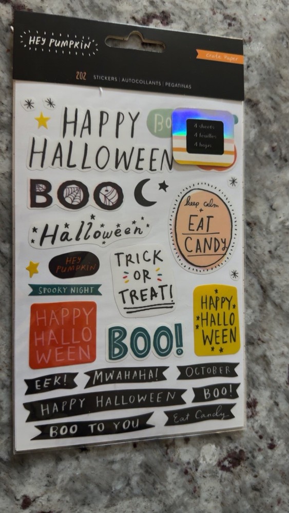 Rare!! Crate Paper – Hey Pumpkin- Halloween Sticker Book. 202 Stickers