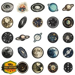 Qaxrocyn 50PCS Vintage Celestial Galaxy Stickers