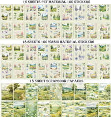 Plant Landscape Scrapbook Stickers 36 Sheets 200 Pre-Cut Washi Stickers for Jour