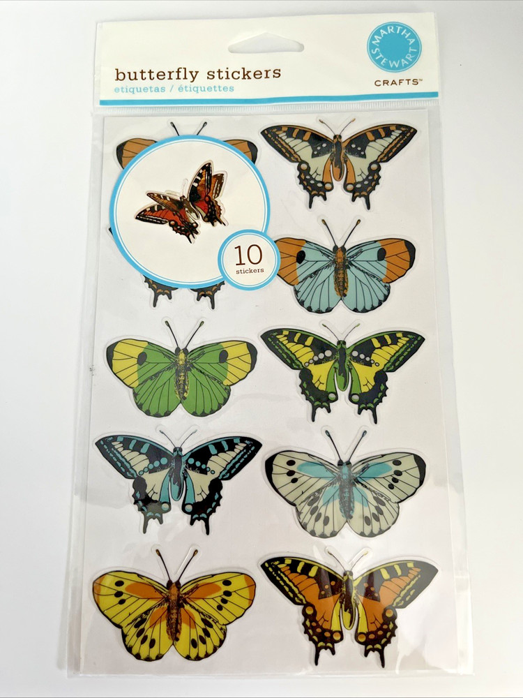 Martha Stewart Crafts Butterfly Stickers EK Success 2008- 10 Count New