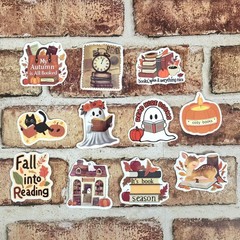 Cute Fall Reading Book Lover Stickers – Cozy Reading Autumn Aesthetic Set of 10