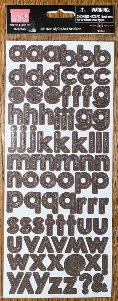 MLS My Little Shoe Box Glitter Toffee ALPHABET Alpha Letters SCRAPBOOK STICKERS