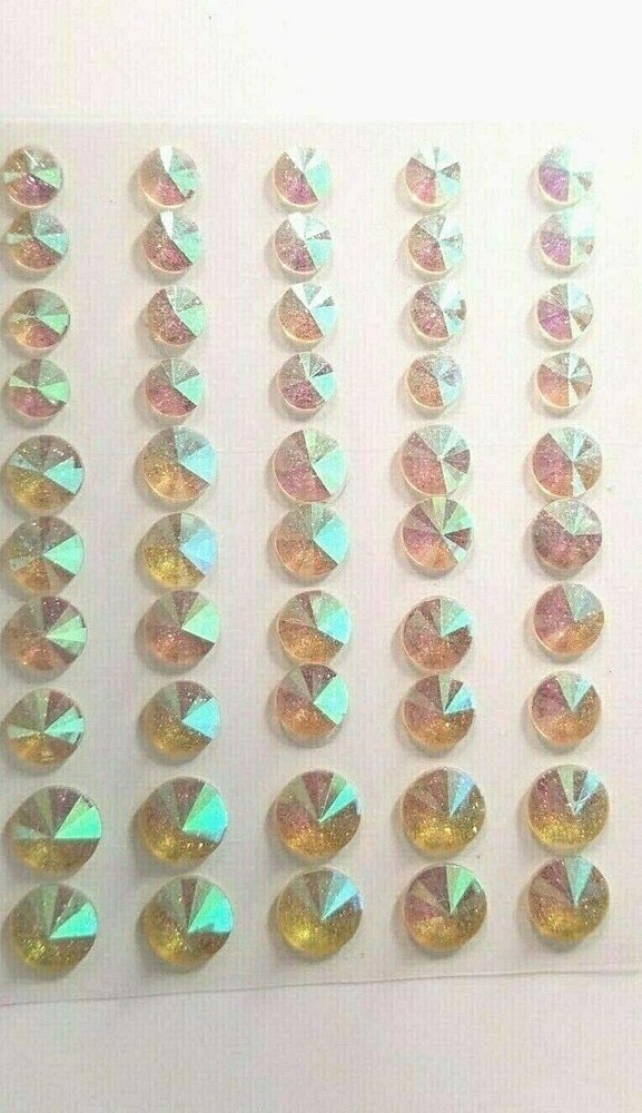 CraftbuddyUS 50pcs Self Adhesive Pointed Resin Glitter Gems-AB Clear, Craft