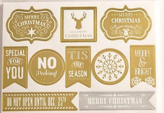 Recollections Christmas GOLD & SILVER FOIL Labels, 180 pcs