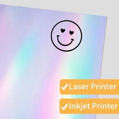 Holographic Sticker Paper 50 Sheets 8.5×11 Printable Vinyl for Inkjet Laser