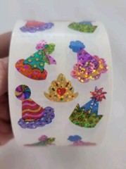 Vtg Sandylion PARTY HATS, PRISMATIC – Stickers PM416 New Vtg Roll Of 100 Mods