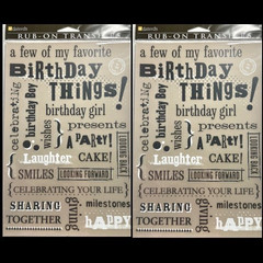 LOT OF 2 SETS DAISY D’S RUB-ON TRANSFERS IMAGES BIRTHDAY DESCRIPTIVE WORDS