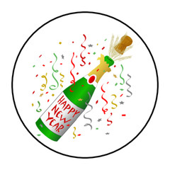 HAPPY NEW YEAR ENVELOPE SEALS STICKERS LABELS TAGS 1.5″ ROUND (30) CHAMPAGNE