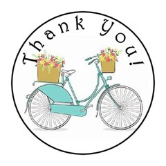 30 THANK YOU FLOWERS BIKE 1.5 INCH LABELS ROUND STICKERS
