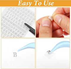 12 Sheets Small Letter Stickers, 3 Sizes Mini Alphabet Number Stickers 3D Self-A