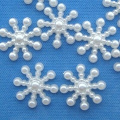 25 Shiny Resin Pearl Snowflakes Flatback Beads Crafts Scrapbooking