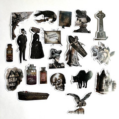 Vintage Style Goth Halloween Skeleton Stickers Scrapbooking Collage Journals