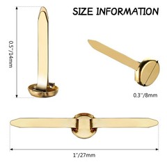 Ferraycle 500 Pieces Mini Brads Fasteners 0.5 Inch, 0.7 1 Gold