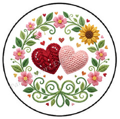 CROCHET HEART WREATH ENVELOPE SEALS LABELS STICKERS PARTY FAVORS