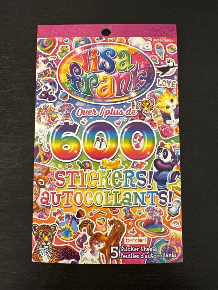 Lisa Frank Sticker Book 5 Sticker Sheets 600 Stickers Bendon New Booklet