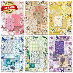 540 PCS Vintage Floral Scrapbook Supplies & Scrapbook Stickers Junk Journal Supp