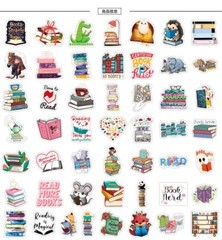 50pcs Book Lover Vinyl Stickers, Love Books, Book Worm, Reading, 024