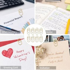 200PCS Heart Paper Clips,Mini Cute Paper Clips, Durable Metal Small Love Gold