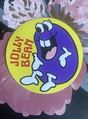 Trend Retro Vinyl/Glossy Jolly Bean! Circular Sticker- NOT Scented!! 2×3 Inches