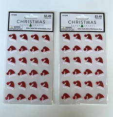 New Christmas Paper Crafts Stickers 4 Packages Santa Hat Tree Red Green