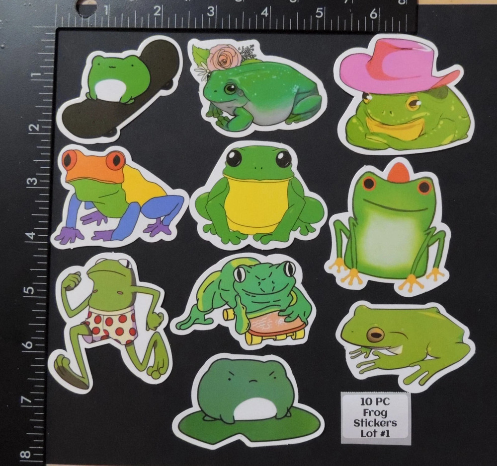 Frogs – Cute – Stickers – 10 PCs – Choose between 5 styles! See Description