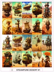 STEAMPUNK DESERT #1 – COMPLETE SHEET OF 20 STICKERS