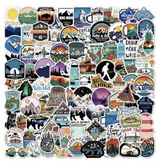 100 Outdoor Camping Hiking Wilderness & Nature Themed Vinyl Stickers no Repeats