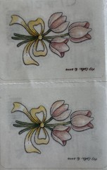 TINY PINK TULIPS Watercolor Sticker(2pc) Provo•Country•Flower •Garden•Yellow Bow