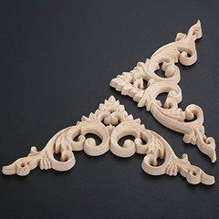 Wood Appliques Decorative Wood Onlays for Furniture, 4Pcs Unpainted DIY Retro