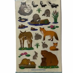 Sandylion Vintage Mylar Stickers Wildlife Forest Animals Bear Deer Owl Skunk