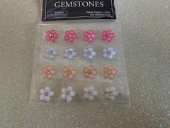 GEMSTONES ADHESIVE ACRYLIC FLOWERS WITH CLEAR CRYSTAL CENTER MULTI-COLOR 16PCS