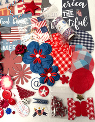 Red White and Blue USA Patriotic scrapbook planner journal junk paper craft lot