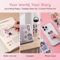 800+ PCS Kawaii Retro Anime Stickers Book | Cute Manga Die-Cut for Scrapbooking,