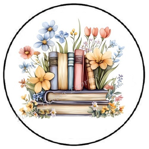 BOOKS FLORAL READING ENVELOPE SEALS LABELS STICKERS PARTY FAVORS