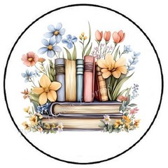 BOOKS FLORAL READING ENVELOPE SEALS LABELS STICKERS PARTY FAVORS