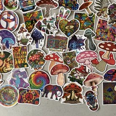 STICKERS!!! Assorted Lot Of 150+ Hippy Mushroom Peace Stickers