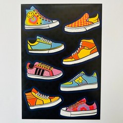 VINTAGE RETRO Sticker Sheets Y2K Hip Top Sneakers Chucks Tennis Shoes Cassettes