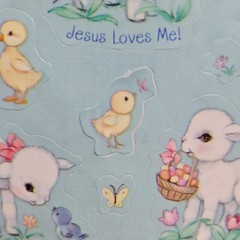 Hallmark Vintage 1985 Stickers 1 Sheet Easter Religious Cute Animals Jesus Faith