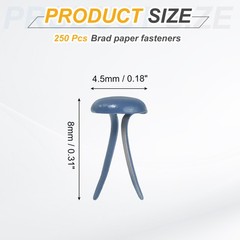 250Pcs Brads Paper Fasteners, 4.5×8 mm Metal Round Head Split Pins, Dark Blue