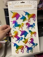 Unicorn Rainbow Diamond Glitter Stickers No Mess Party Favor Supply New!!!